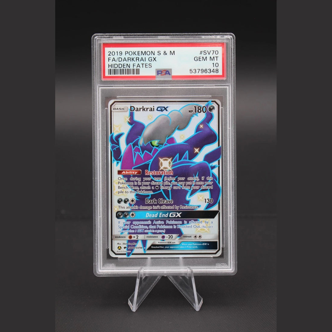 Darkrai GX · Hidden Fates · SV70/SV94 · Englisch · PSA 10 - Bild 1