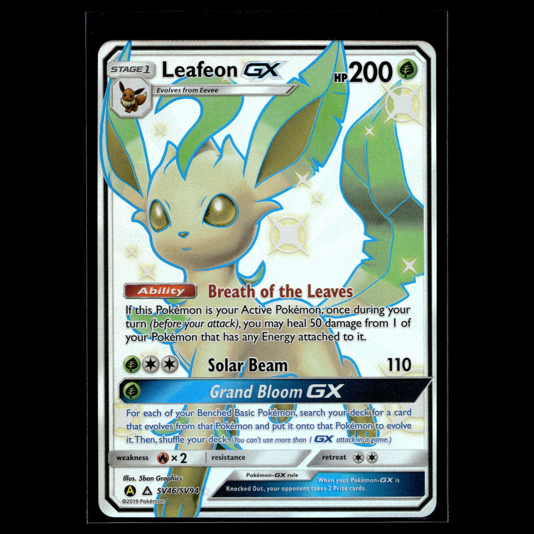 Leafeon GX Holo · Hidden Fates · SV46/SV94 · Englisch · (Near Mint) - Bild 1