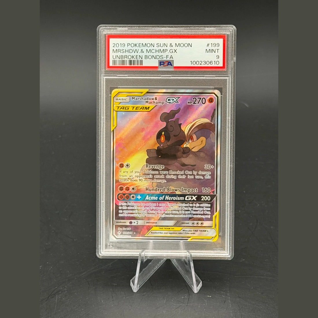 Marshadow & Machamp GX · Unbroken Bonds · 199/214 · Englisch · PSA 9 - Bild 1