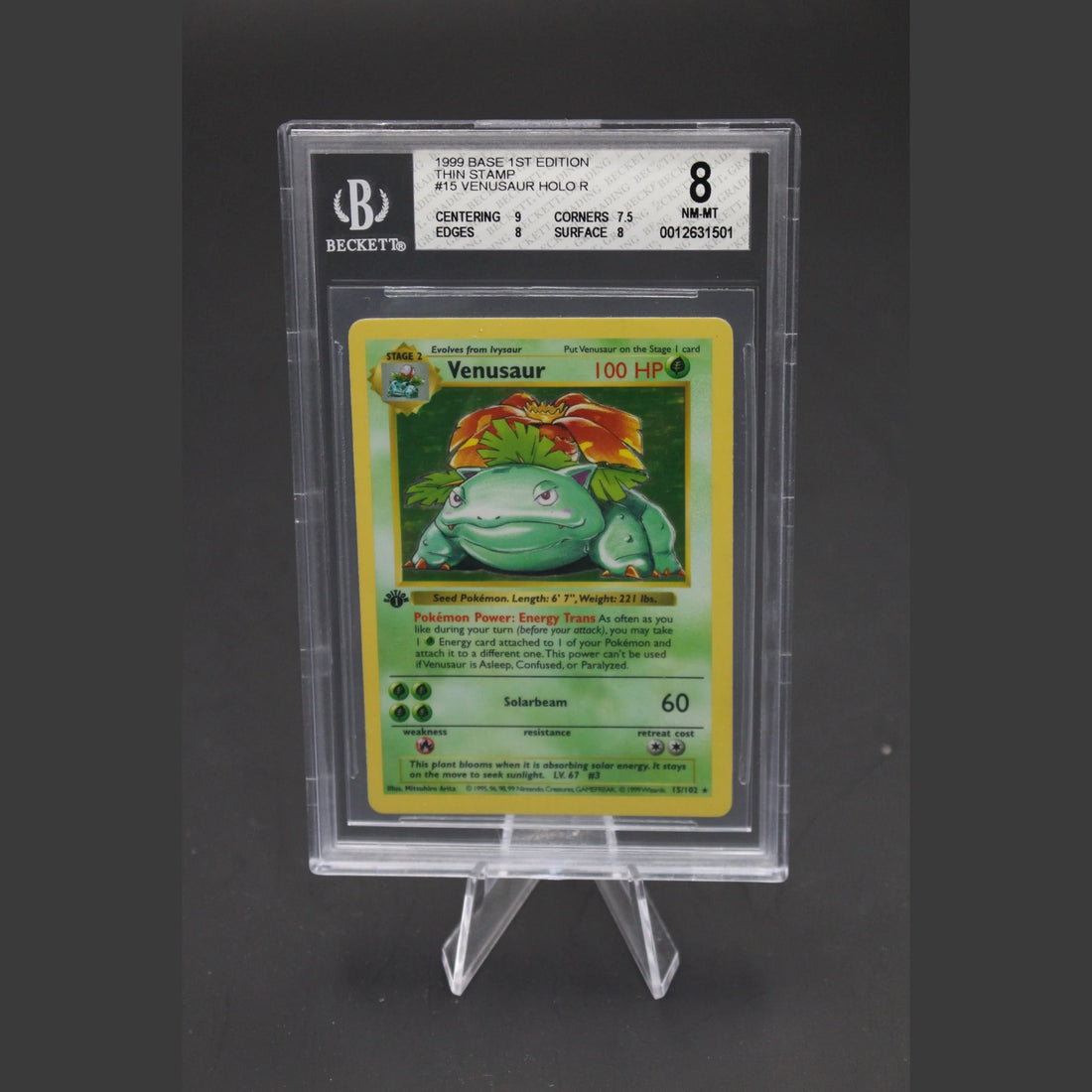 Venusaur Holo · Base Set 1st Edition · 15/102 · Englisch · BGS 8 - Bild 1