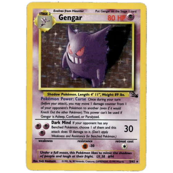 Gengar Holo 5/62 aus dem Set Fossil, englische Karte