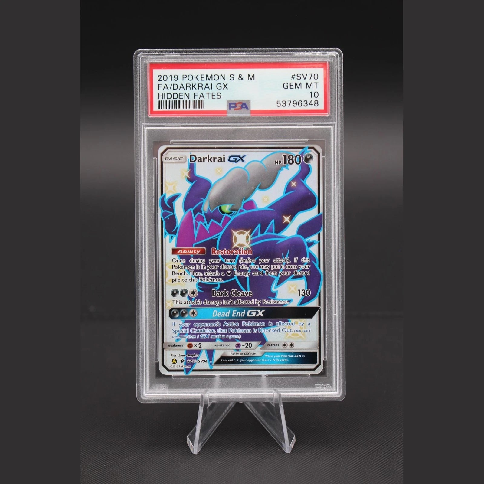 Darkrai GX · Hidden Fates · SV70/SV94 · Englisch · PSA 10 - Bild 1