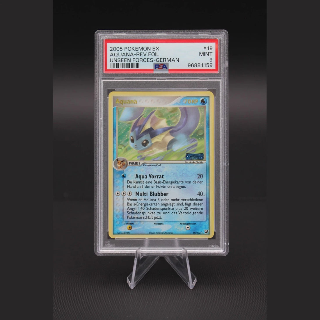 Aquana · EX Unseen Forces · 19/115 · Deutsch · PSA 9 - Bild 1