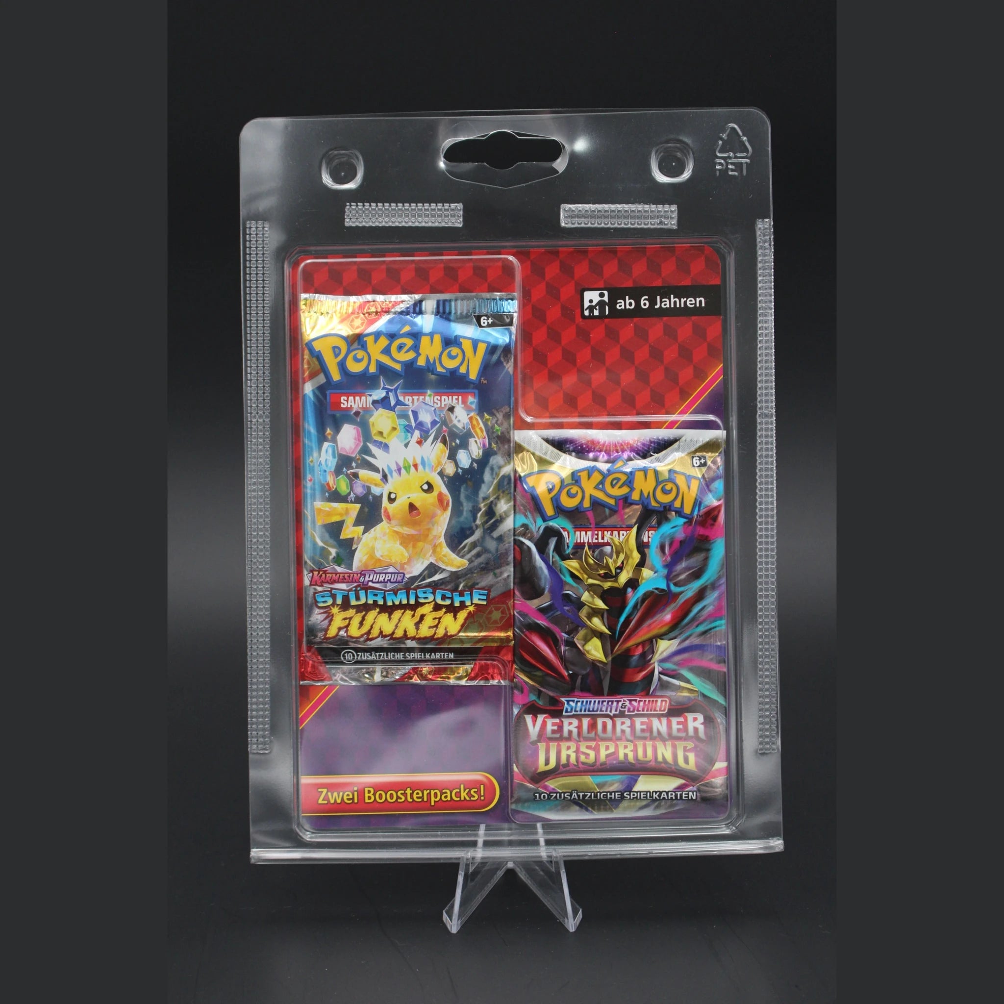 Pokémon Zwei Boosterpacks Blister - Karmesin & Purpur Stürmische Funken & Schwert & Schild Verlorener Ursprung · Deutsch · Originalverpackt - Bild 1