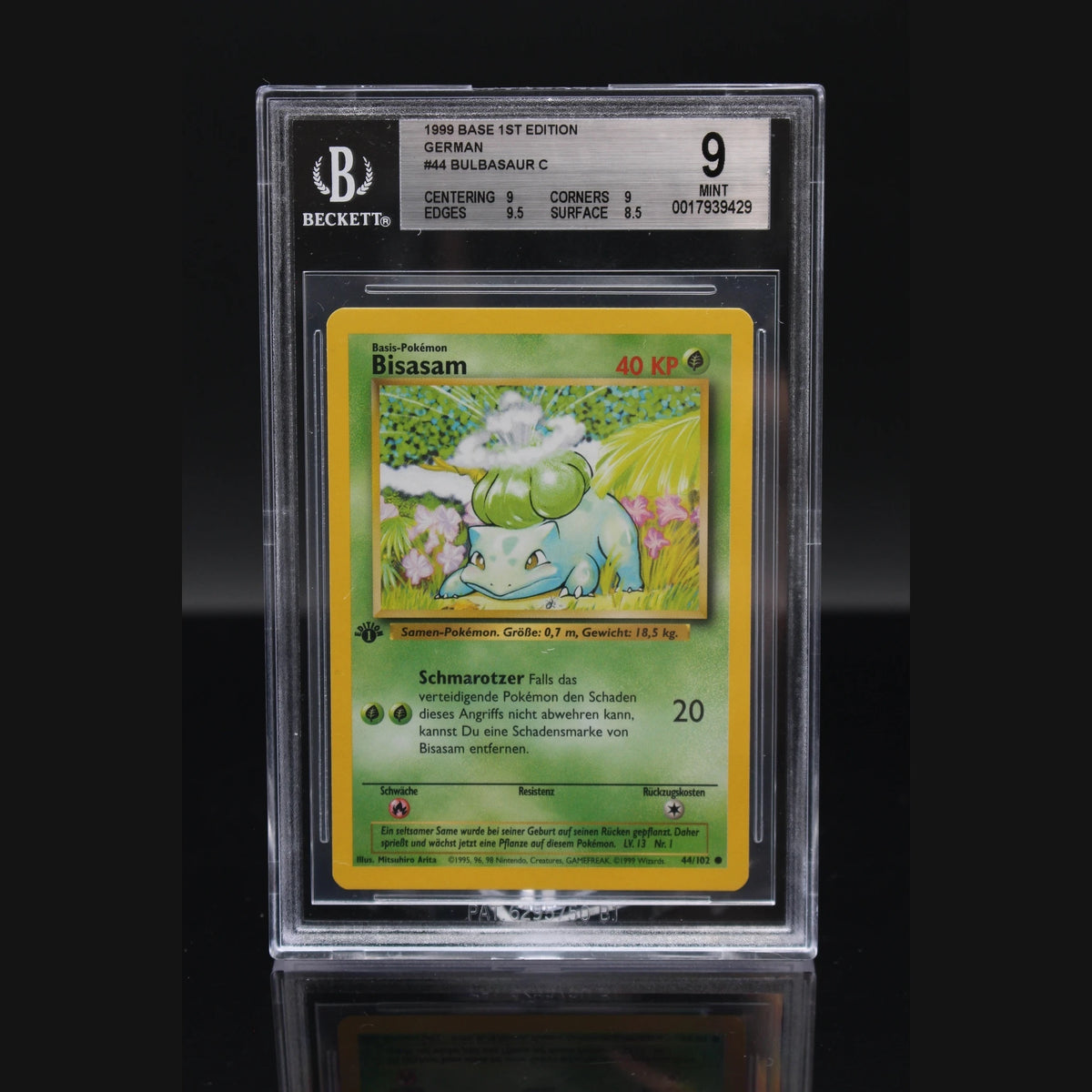 Bisasam · Base Set 1st Edition · 44/102 · Deutsch · BGS 9 - Bild 1