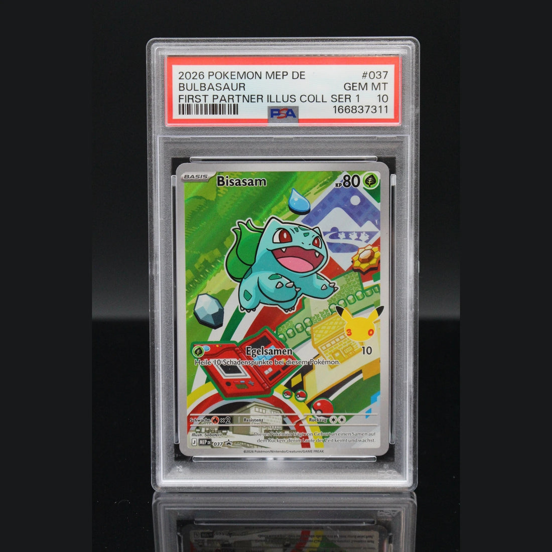 Bisasam · First Partner Illus Coll Ser 1 · 037 · Deutsch · PSA 10 - Bild 1