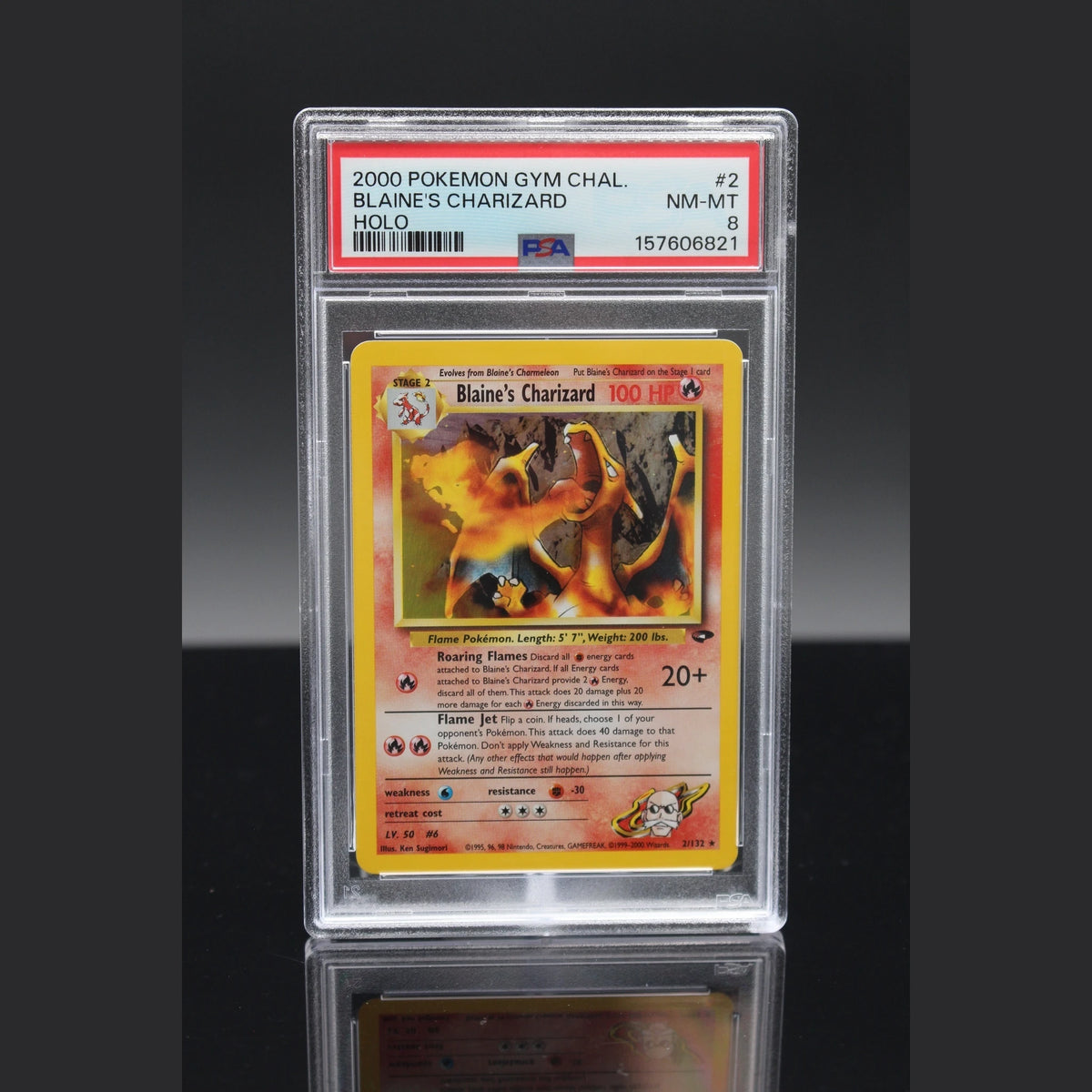 Blaine's Charizard Holo · Gym Challenge · 2/132 · Englisch · PSA 8 - Bild 1