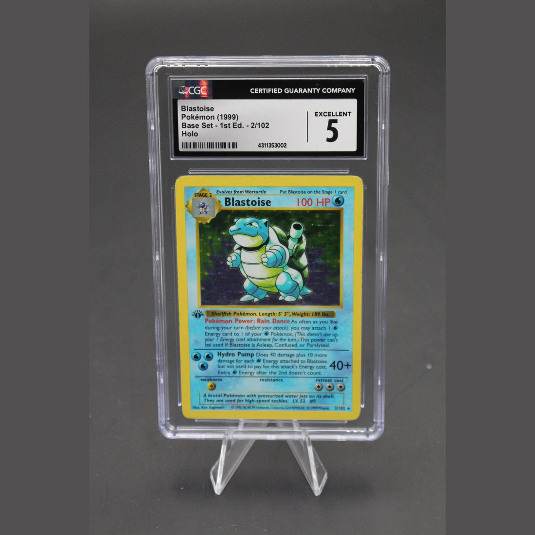 Blastoise Holo · Base Set 1st Edition · 2/102 · Englisch · CGC 5 - Bild 1