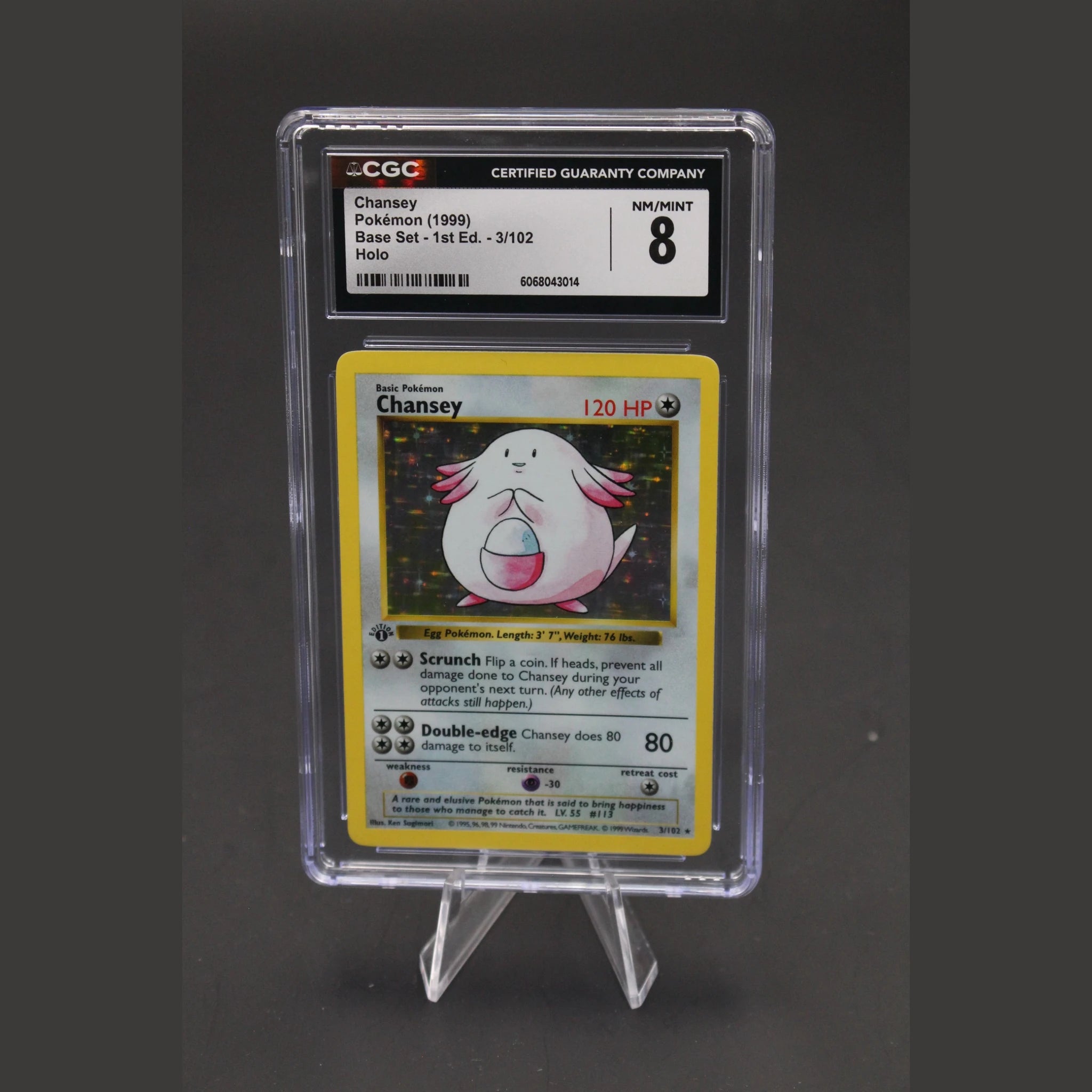 Chansey Holo · Base Set 1st Edition · 3/102 · Englisch · CGC 8 - Bild 1