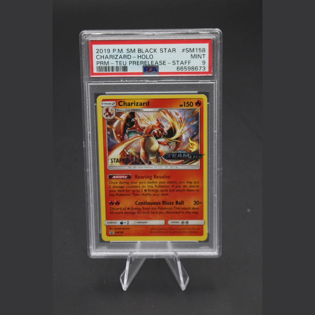Charizard STAFF · Black Star Promo · SM158 · Englisch · PSA 9 - Bild 1