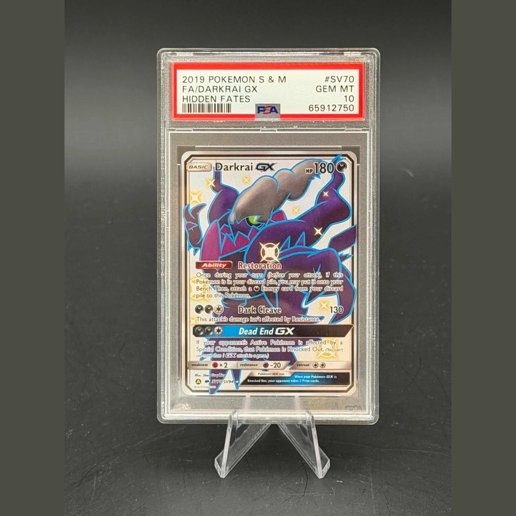 Darkrai GX · Hidden Fates Shiny · SV70/SV94 · Englisch · PSA 10 - Bild 1