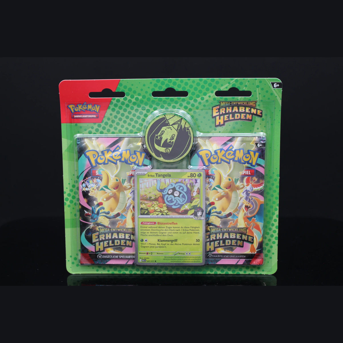 Erhabene Helden Erikas Tangela Blister (2 Booster + Promo + Münze) · Deutsch · Sealed OVP - Bild 1