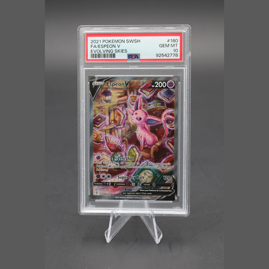 Espeon V SR · Evolving Skies · 180/203 · Englisch · PSA 10 - Bild 1