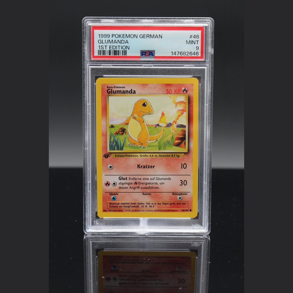 Glumanda · Base Set 1st Edition · 46/102 · Deutsch · PSA 9 - Bild 1