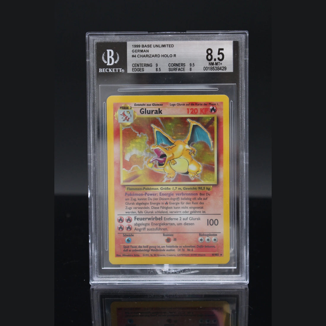 Glurak Holo · Base Set · 4/102 · Deutsch · BGS 8.5 - Bild 1