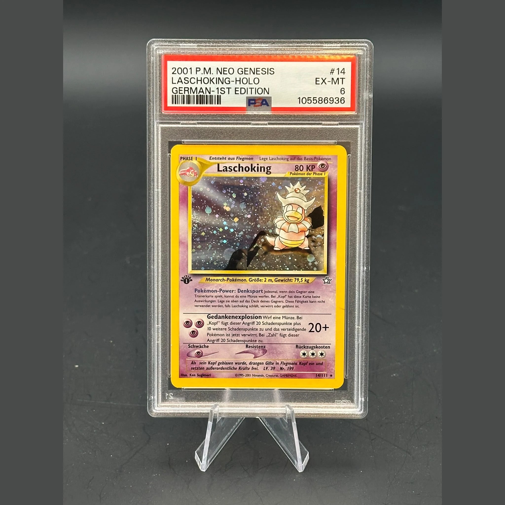 Laschoking Holo · Neo Genesis 1st Edition · 14/111 · Deutsch · PSA 6 - Bild 1