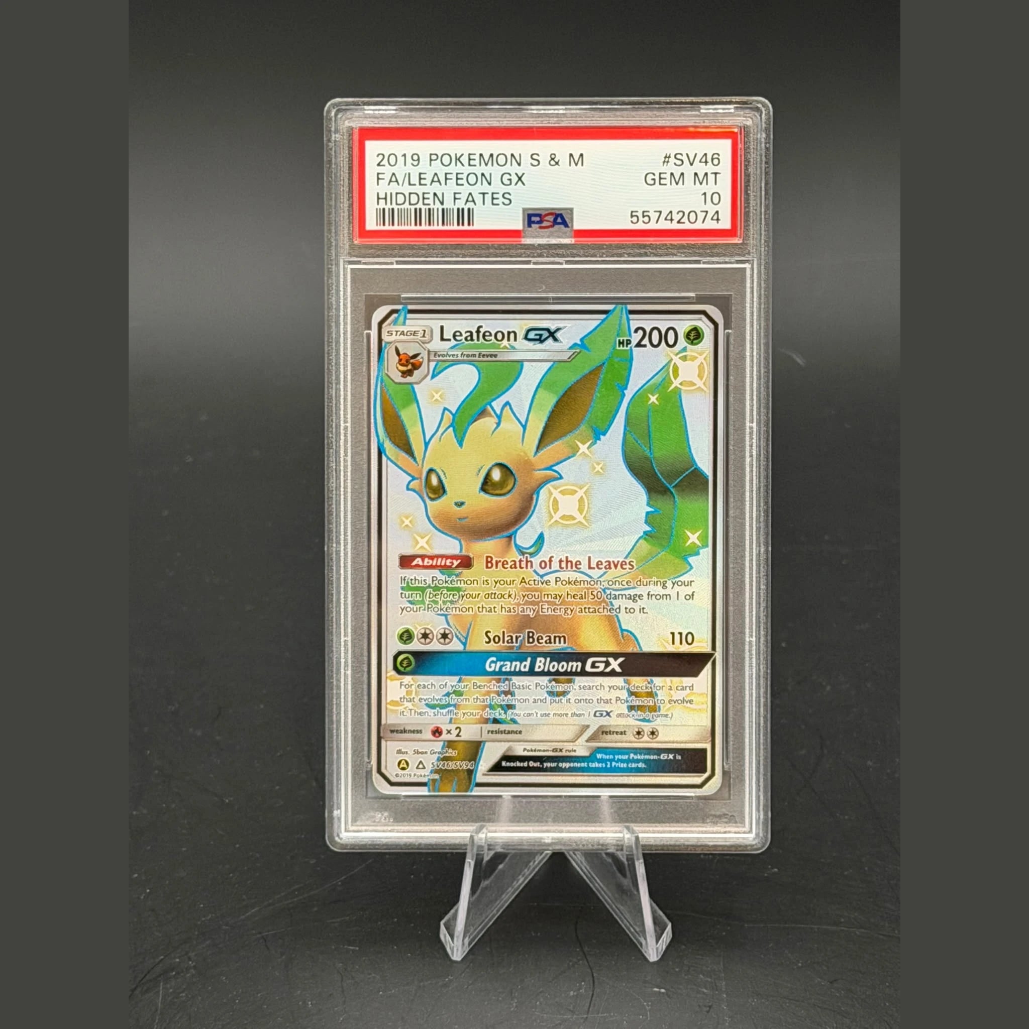 Leafeon GX · Hidden Fates Shiny · SV46/SV94 · Englisch · PSA 10 - Bild 1