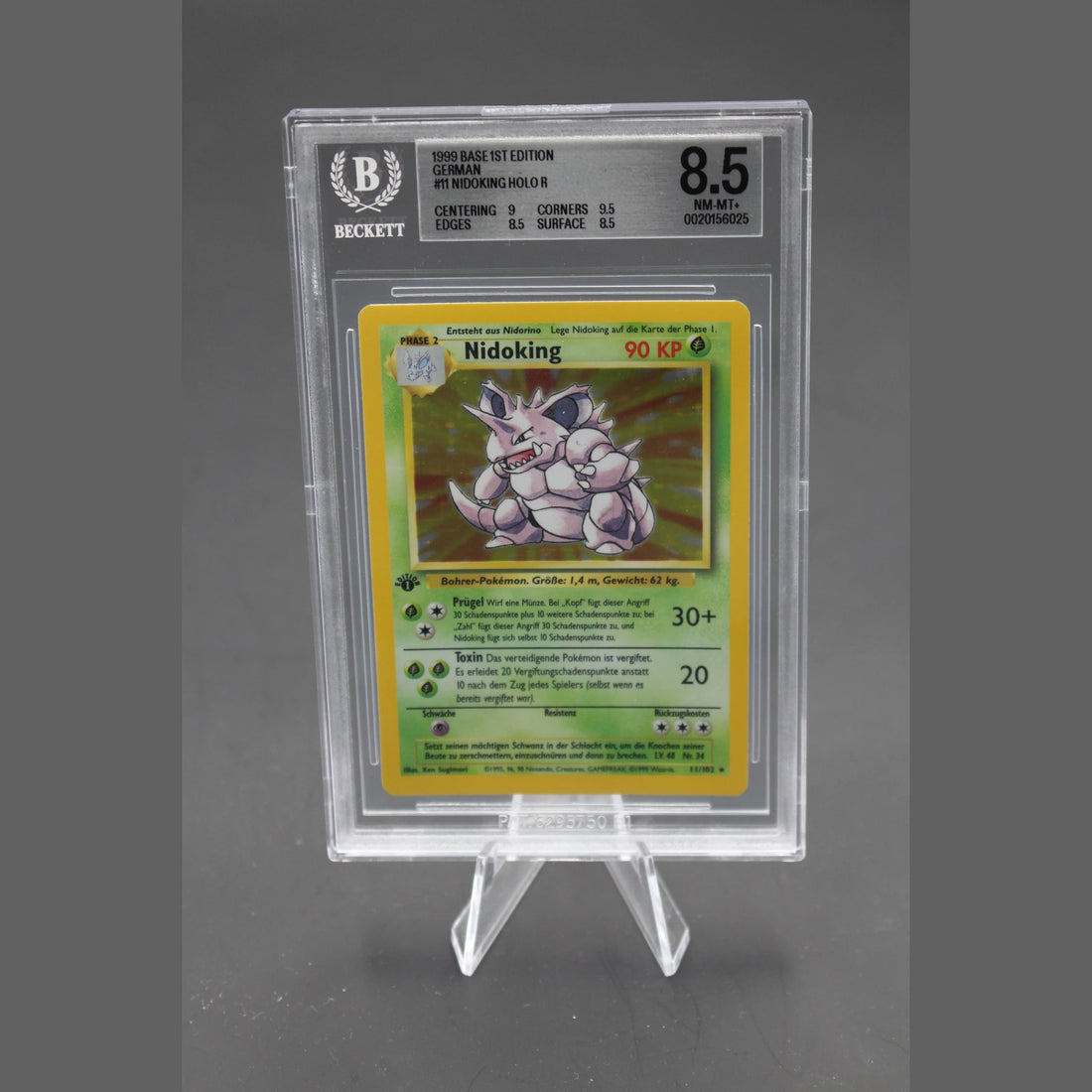 Nidoking Holo · Base Set 1st Edition · 11/102 · Deutsch · BGS 8.5 - Bild 1