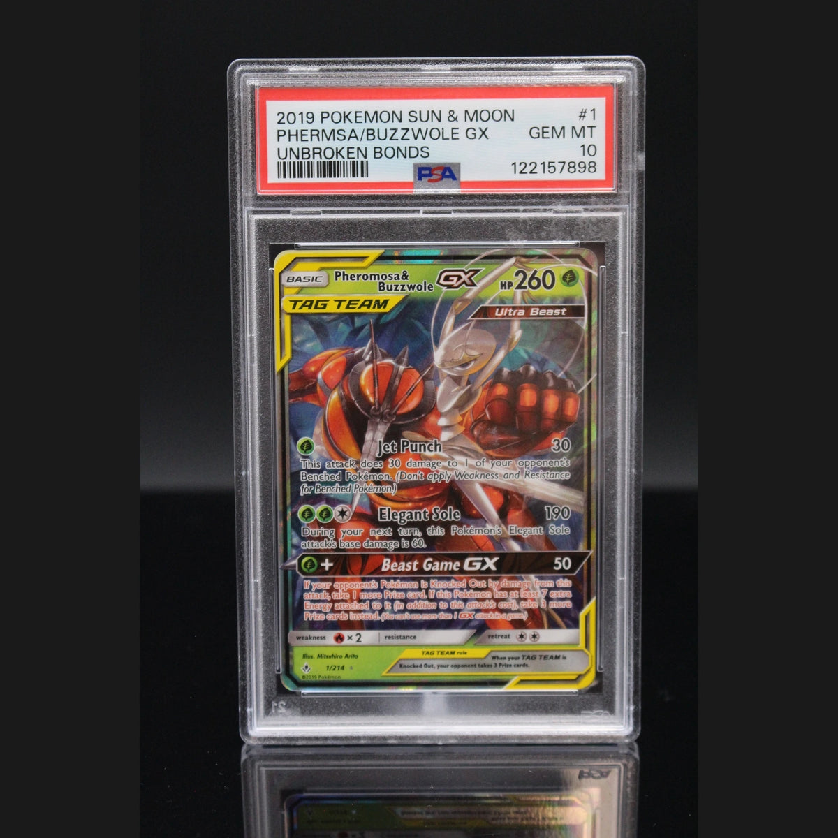 Pheromosa & Buzzwole GX · Unbroken Bonds · 1/214 · Englisch · PSA 10 - Bild 1