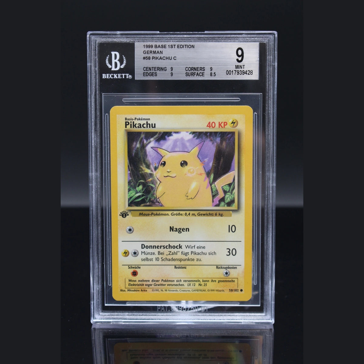Pikachu · Base Set 1st Edition · 58/102 · Deutsch · BGS 9 - Bild 1