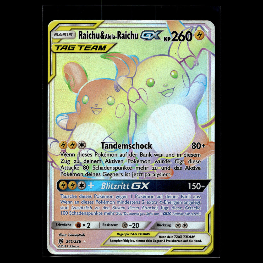 Raichu & Alola-Raichu GX · Teams sind Trumpf · 241/236 · Deutsch · (Near Mint-) - Bild 1