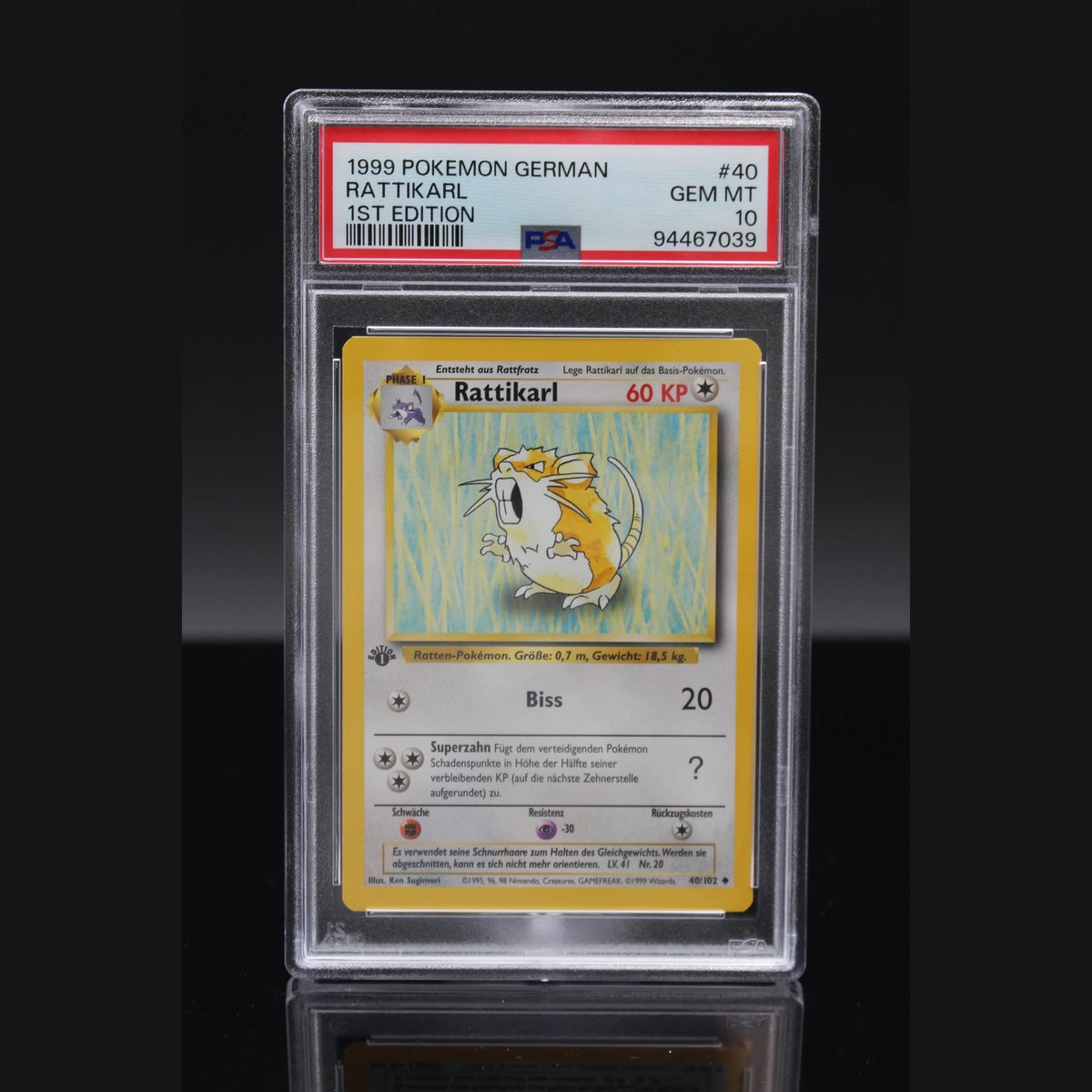 Rattikarl · Base Set 1st Edition · 40/102 · Deutsch · PSA 10 - Bild 1