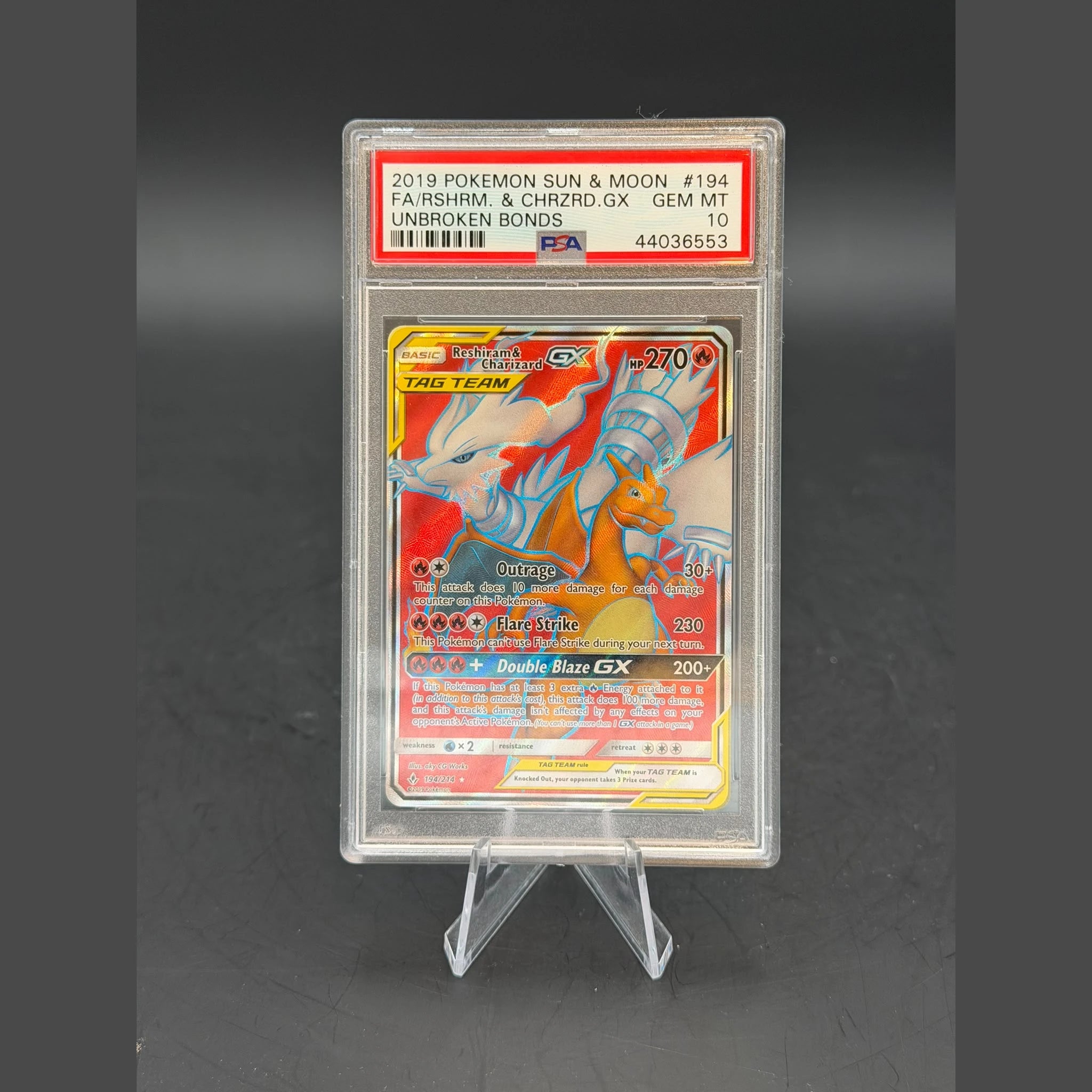 Reshiram & Charizard GX · Unbroken Bonds · 194/214 · Englisch · PSA 10 - Bild 1