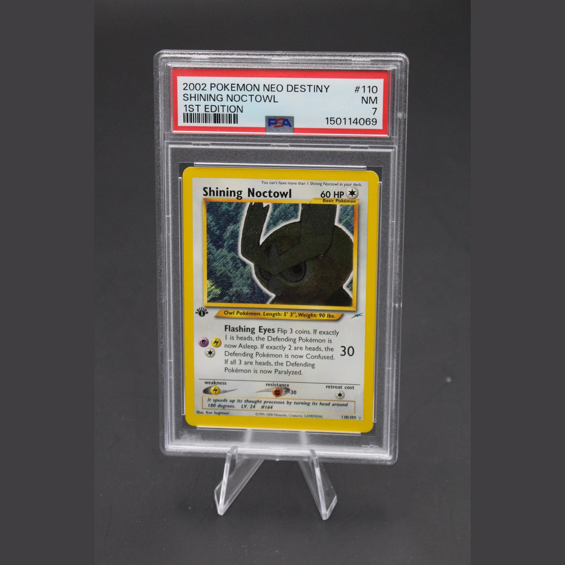 Shining Noctowl · Neo Destiny 1st Edition Shiny · 110/105 · Englisch · PSA 7 - Bild 1